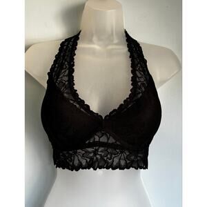 PINK Victoria's Secret Push Up Bralette Black Halter Medium NWOT